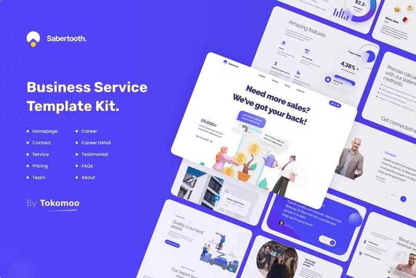Product preview supplied for Sabertooth | Business Startup Elementor Template Kit