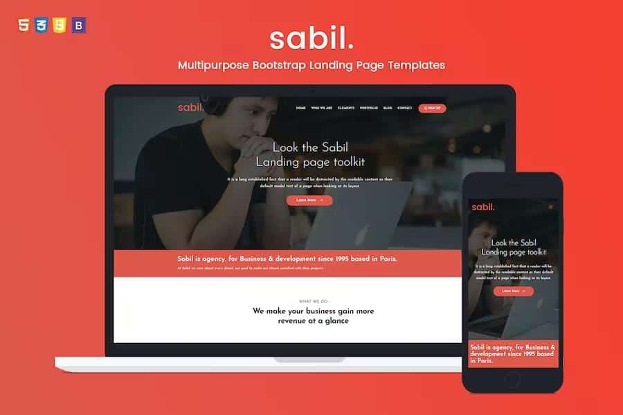 Multipurpose Bootstrap Landing Page Templates - Sabil