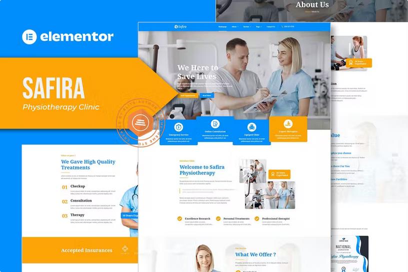 Product preview supplied for Safira - Physiotherapy Elementor Template Kit