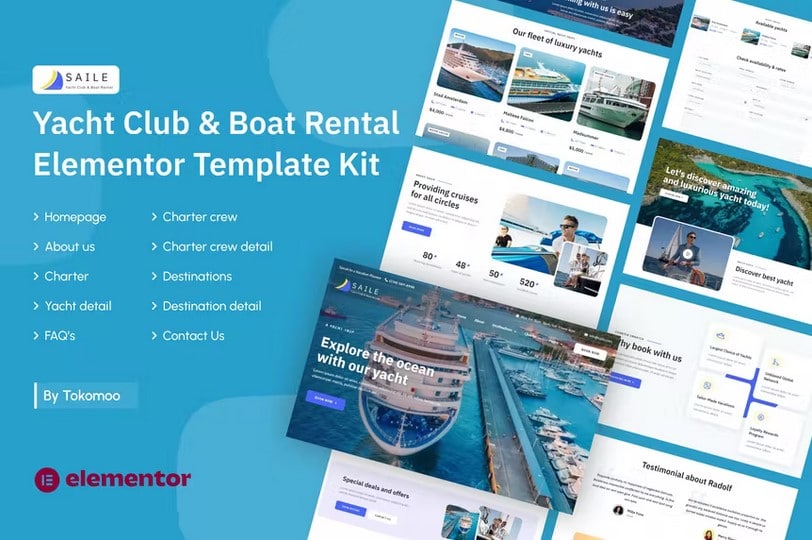 Saile | Yacht Club & Boat Rental Elementor Template Kit