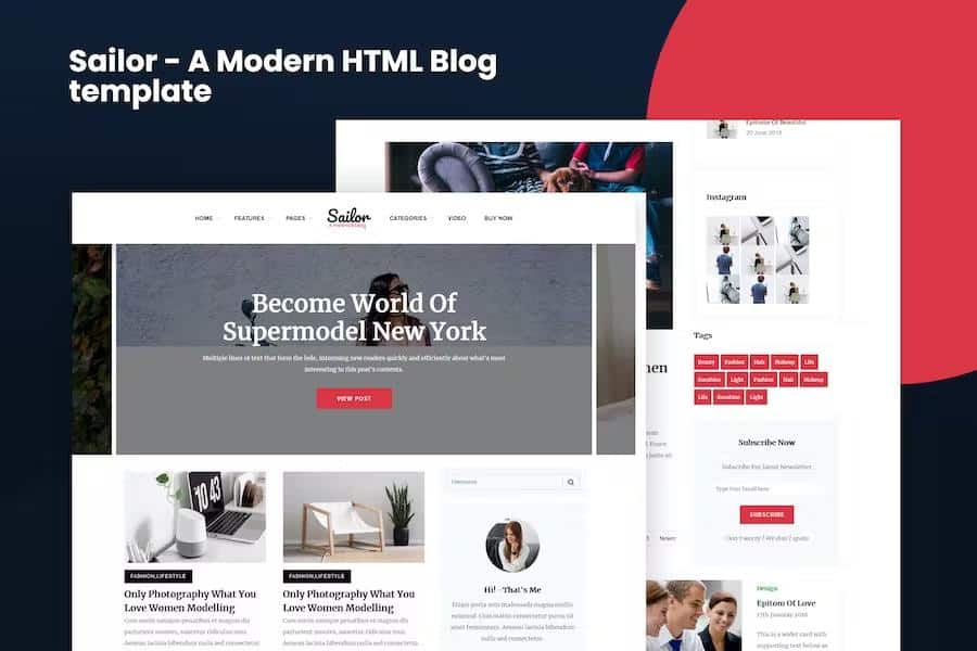 Sailor - A Modern HTML Blog Theme