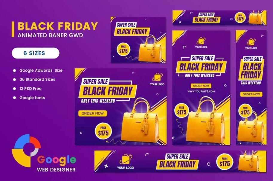 Sale Bag Woman Banner Set HTML5 Banner Ads GWD