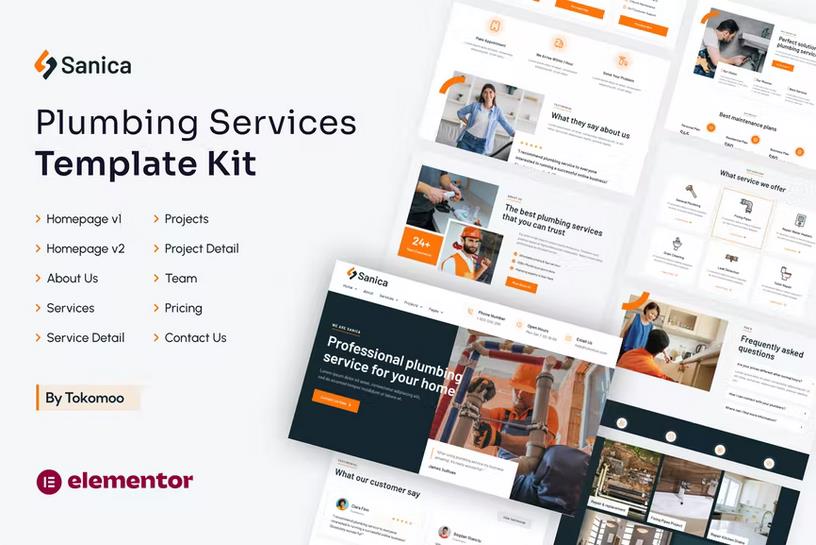 Preview image for Sanica | Plumbing Services Elementor Template Kit