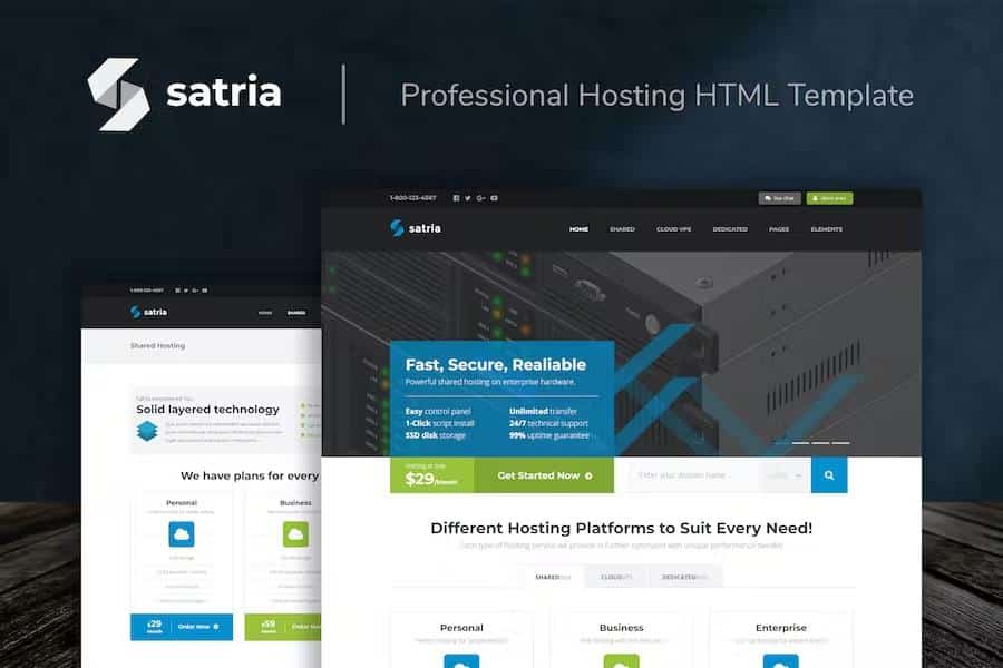 Satria - Professional Hosting HTML5 Template