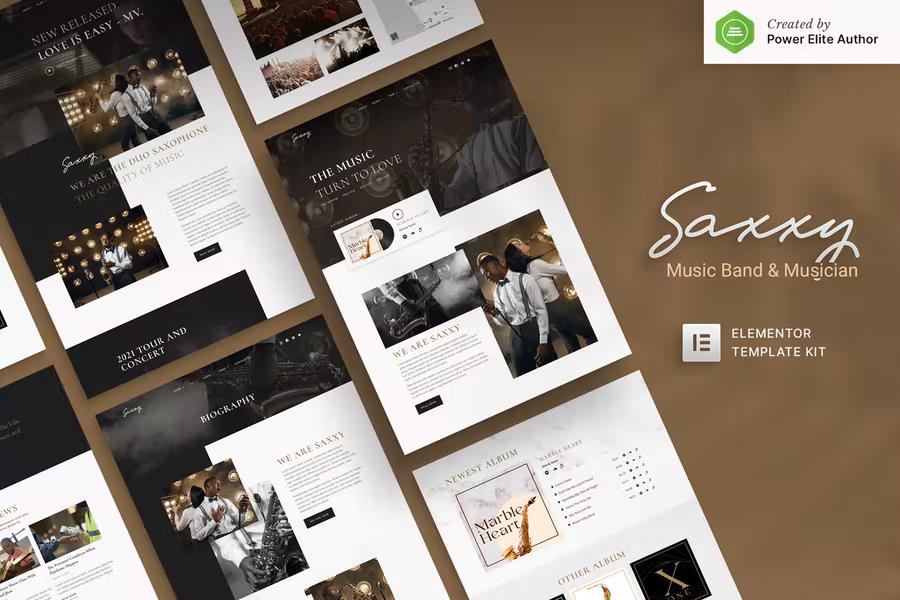 Preview image for Saxxy - Music Band & Musician Elementor Template Kit