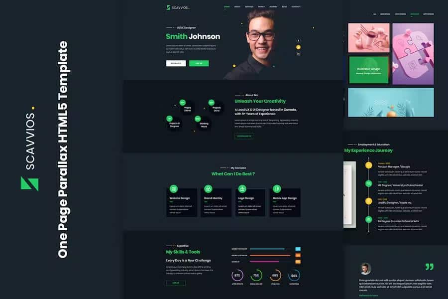 Scavvios - One Page Parallax HTML5 Template