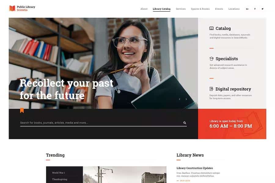 Scientia - Public Library & Book Store Education WordPress Theme