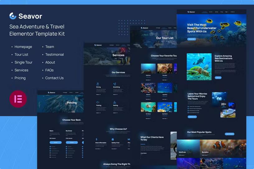 Seavor | Sea Adventure & Travel Elementor Template Kit