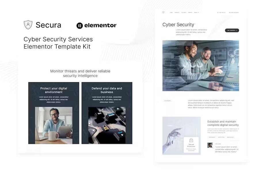 Secura - Cyber Security Services Elementor Template Kit listing image