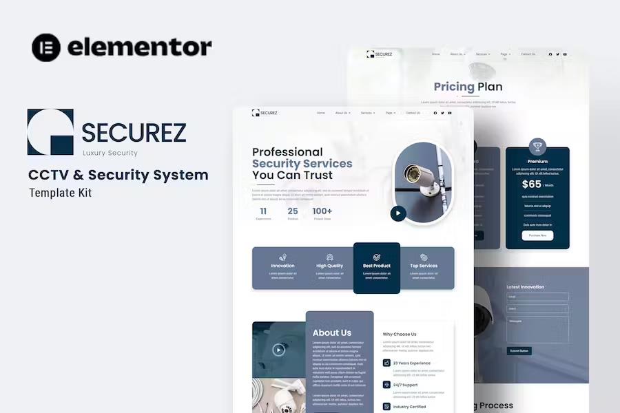 Securez - CCTV & Security System Elementor Template Kit listing image