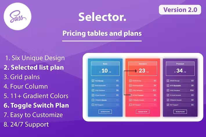 Selector - HTML Pricing Tables and Plans