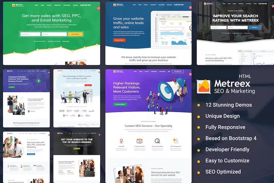 SEO & Digital Marketing Agency  Landing Page Template - Metreex listing image