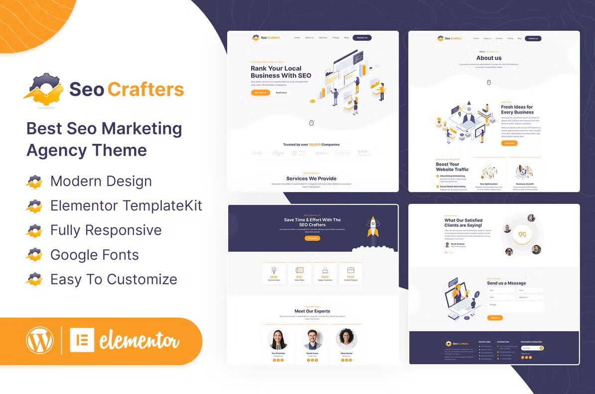 SEOCrafters - Marketing Agency Elementor Template Kit