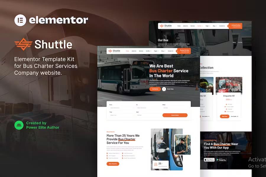 Preview image for Shuttle – Bus Charter Service & Transport Company Elementor Template Kit