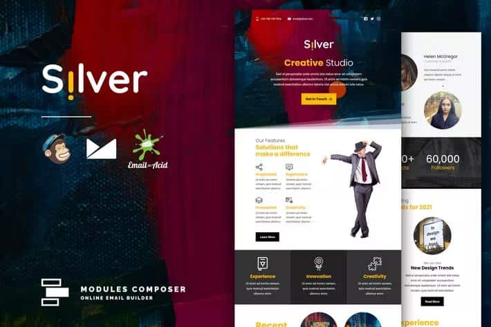Silver - Responsive Email for Agencies, Startups & Creative Teams with Online Builder