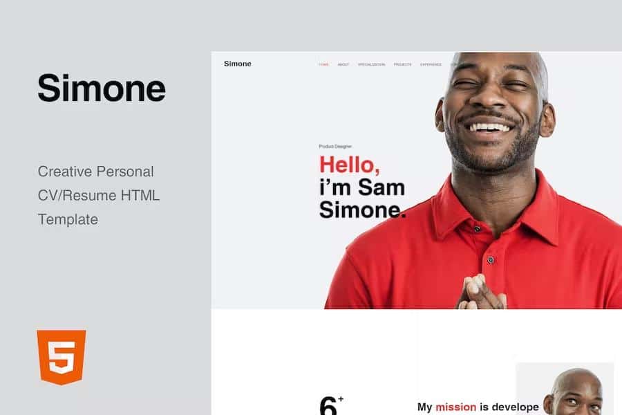 Simone - Onepage Personal CV Resume HTML Template