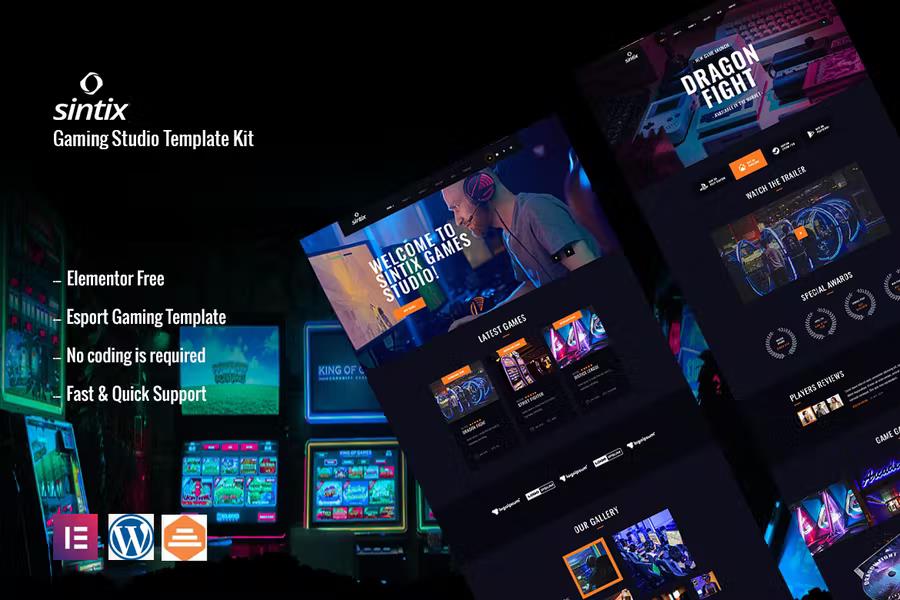 Sintix - Gaming Studio Elementor Template Kit product preview