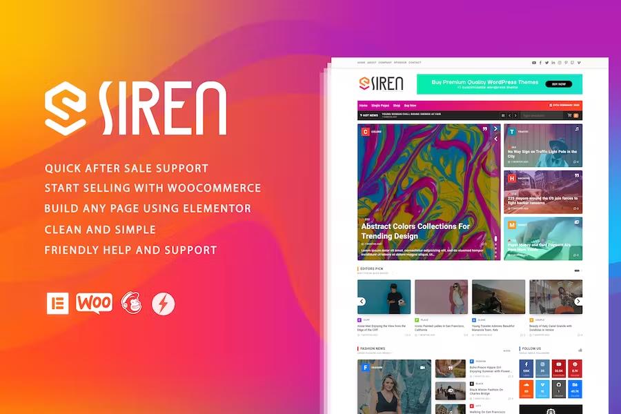 Siren- News Magazine Elementor WordPress Theme