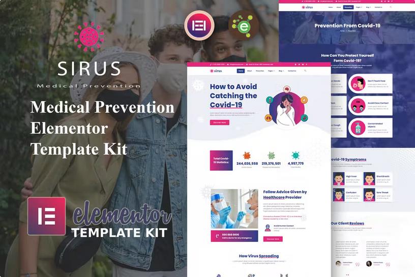 Sirus - Medical Prevention Elementor Template Kit product preview