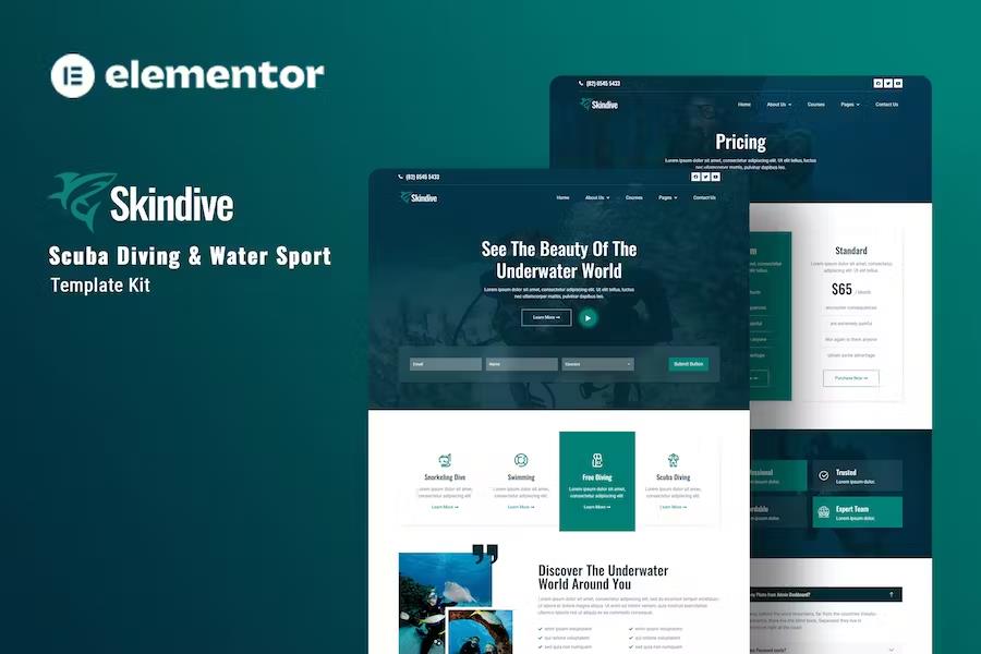 Preview image for Skindive - Scuba Diving & Water Sport Elementor Template Kit