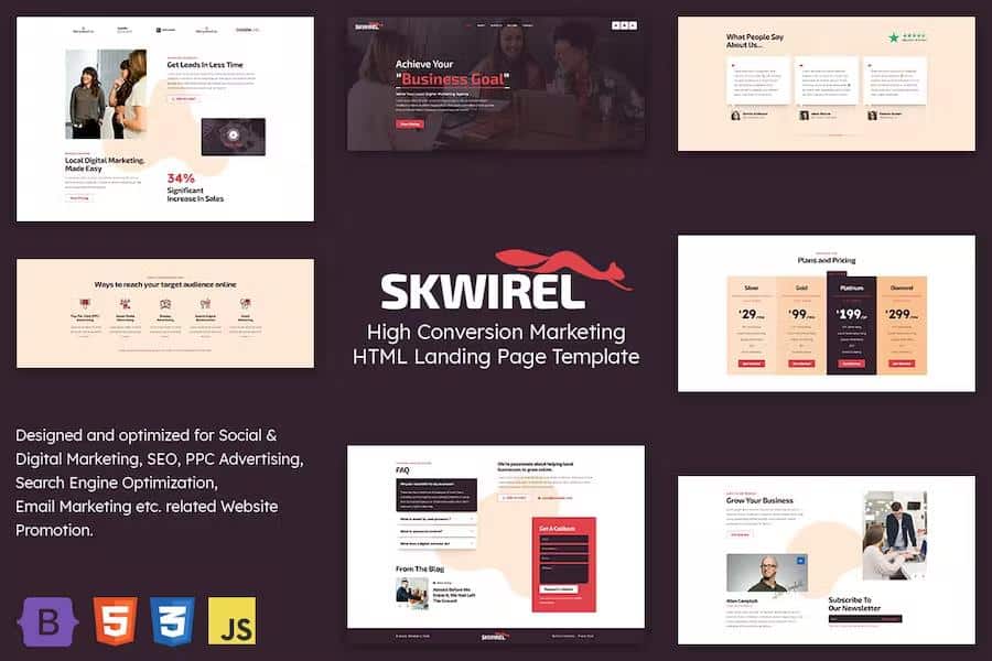 Skwirel - High Conversion Marketing HTML Landing Page Template