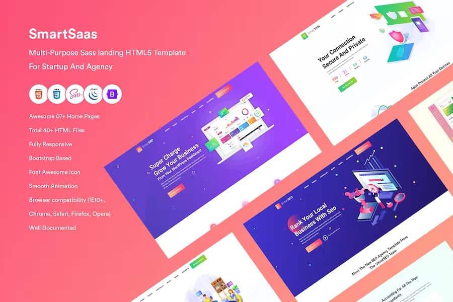 SmartSaas-Multi-Purpose Sass landing HTML5 Template  For Startup And Agency