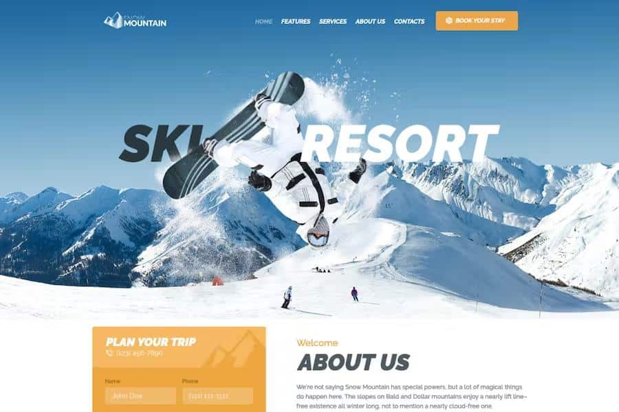 Snow Mountain - Ski Resort & Snowboard School WordPress Theme