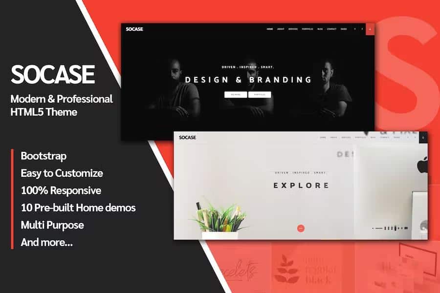 Product preview supplied for Socase- Multipurpose HTML5 Template