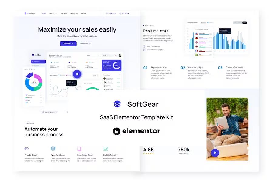 Preview image for SoftGear - SaaS Elementor Template Kit