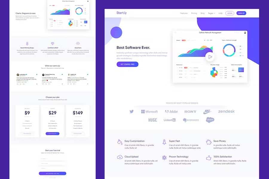 Software & SaaS App Landing Page Template - Startly