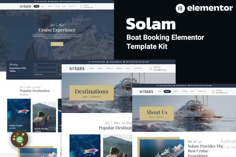 Preview image for Solam - Boat Booking Elementor Pro Template Kit