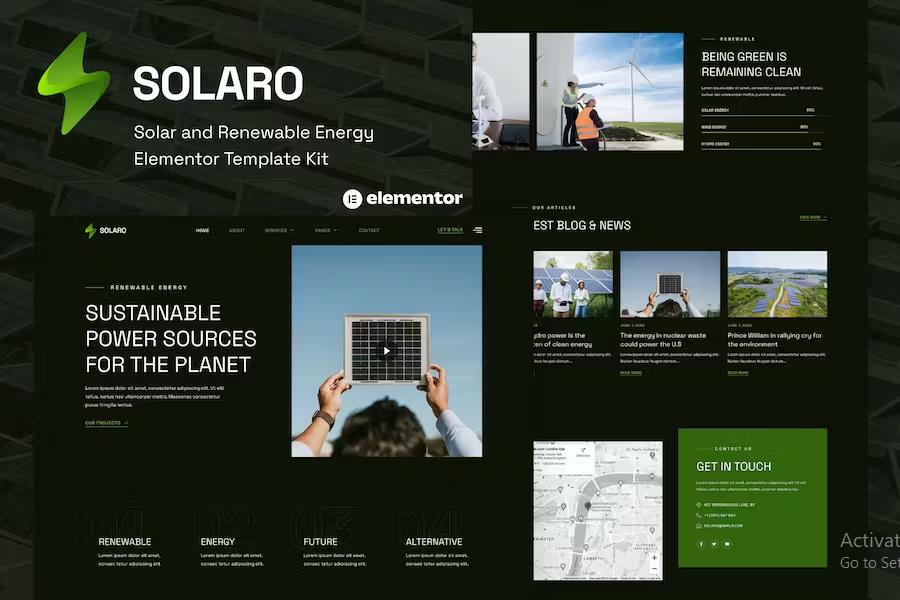 Product preview supplied for Solaro - Solar & Renewable Energy Elementor Template Kit