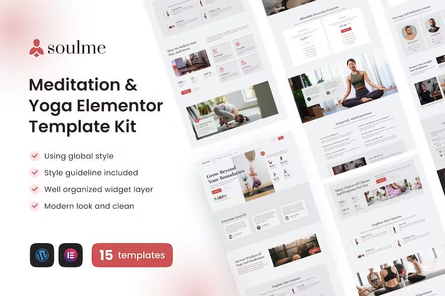 Preview image for Soulme Yoga Meditation & Wellness Mindfulness Elementor Template Kit