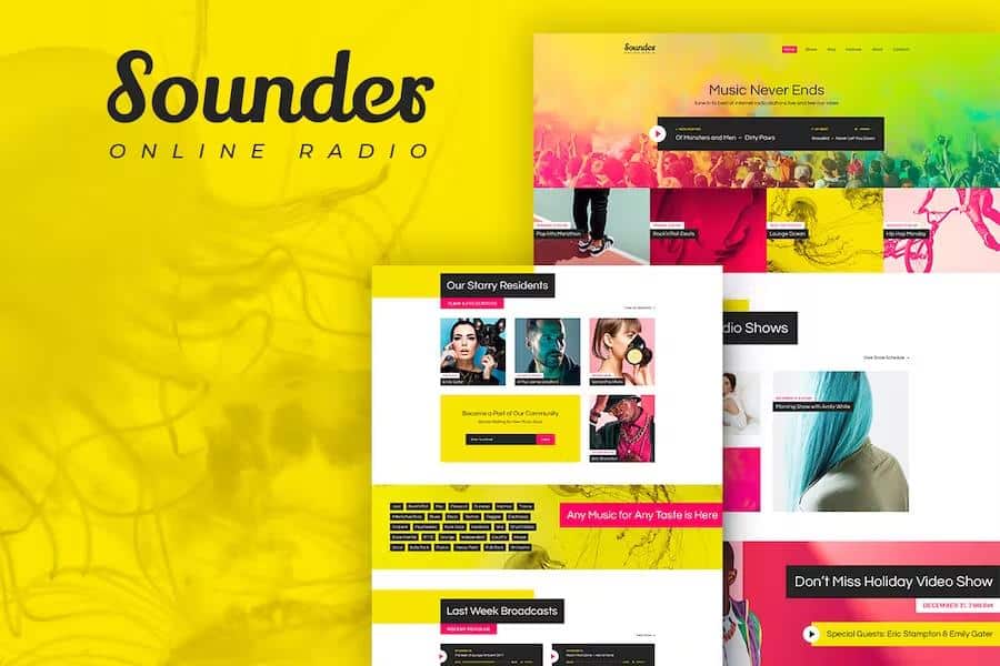 Sounder - Online Internet Radio Station WordPress Theme + RTL