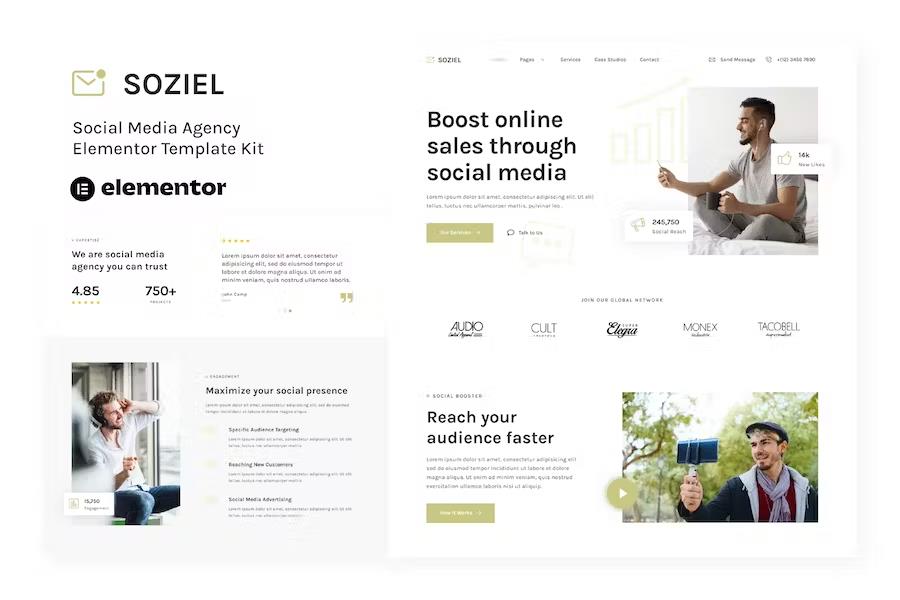 Preview image for Soziel - Social Media Agency Elementor Template Kit