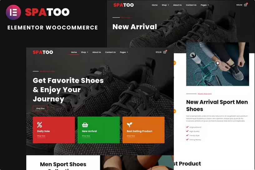 Product preview supplied for Spatoo - Modern Shoes eCommerce Elementor Template Kit