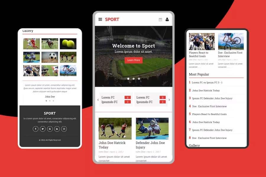 Sport - Responsive Mobile Template
