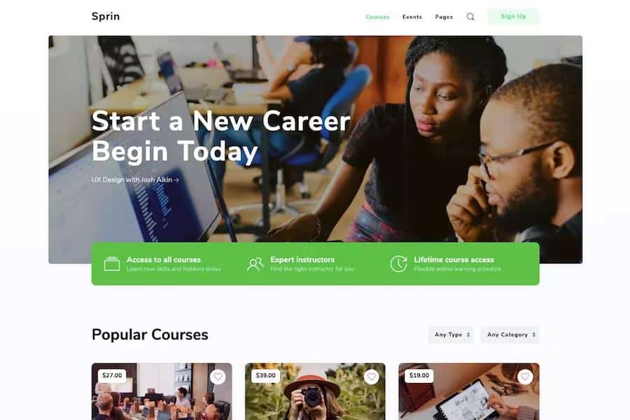 Sprin - Courses and Events HTML5 Responsive Template