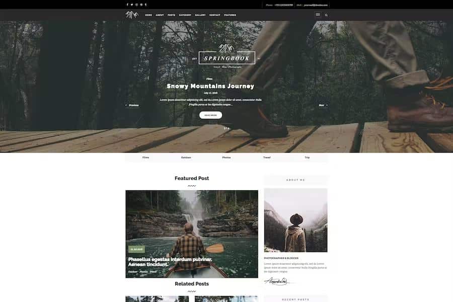 Springbook - Responsive WordPress Blog Travel Photography Theme