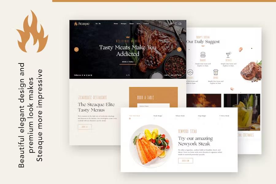 Steaque - Restaurant and Cocktail Bar WordPress Theme