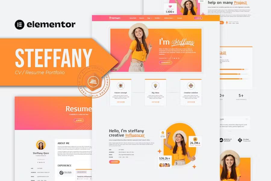 Steffany - CV Resume Elementor Pro Template Kit product preview