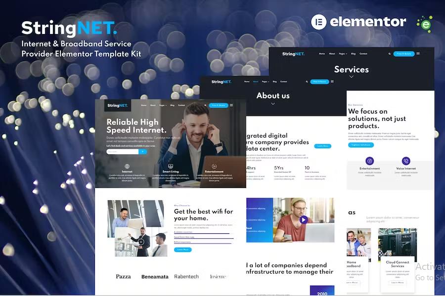 Product preview supplied for StringNET - Internet & Broadband Service Provider Elementor Template Kit