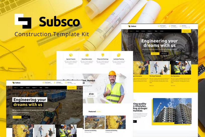 Preview image for Subsco - Construction Elementor Template Kit