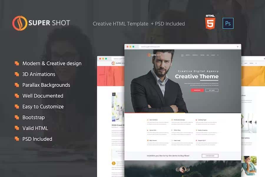 SuperShot - Creative HTML Template product preview
