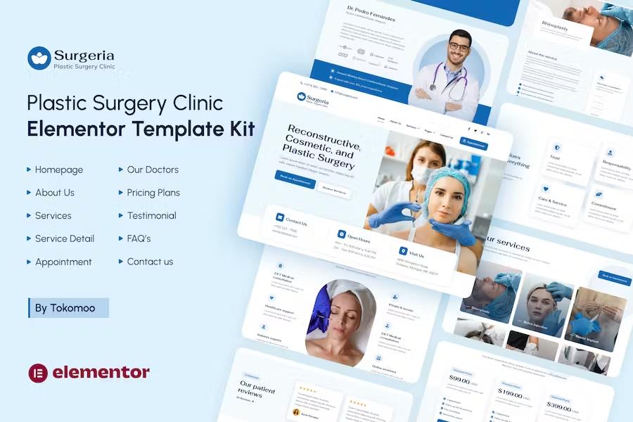 Surgeria - Plastic Surgery Clinic Elementor Template Kit product preview