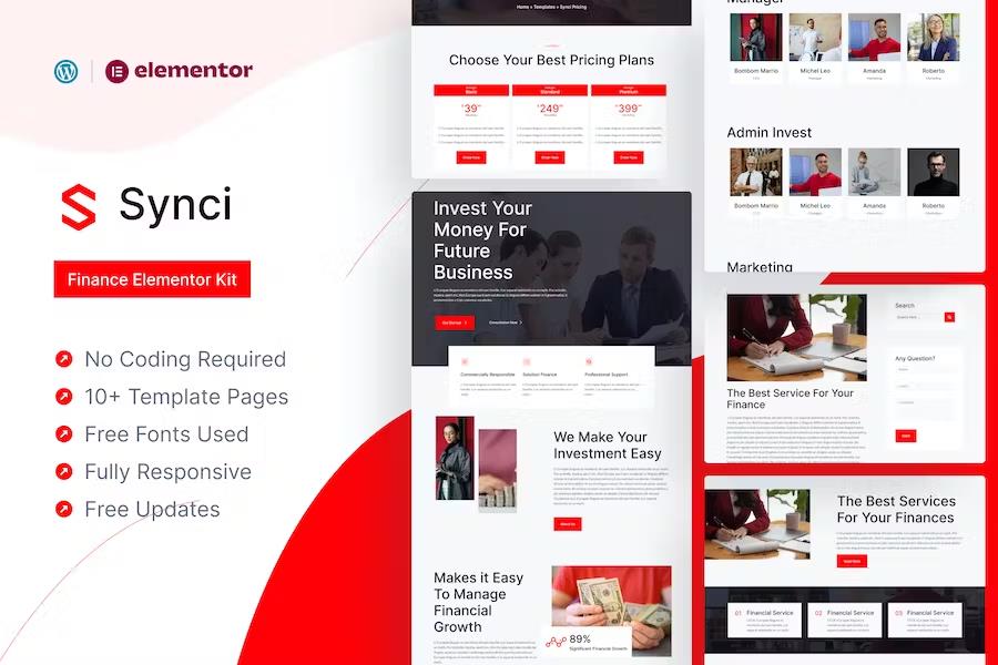 Preview image for Synci - Finance Elementor Pro Template Kit
