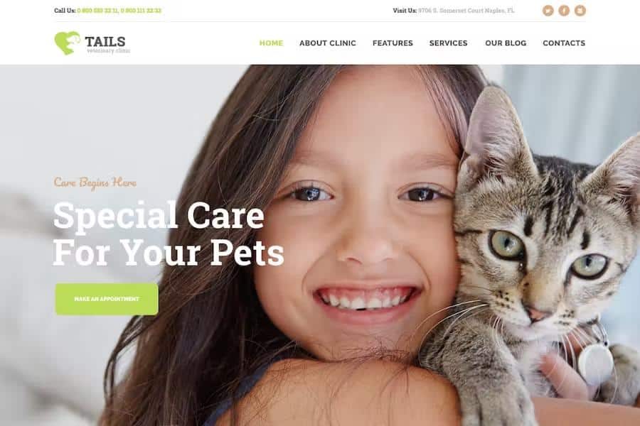 Tails - Veterinary Clinic, Pet Care & Animal WordPress Theme + Shop