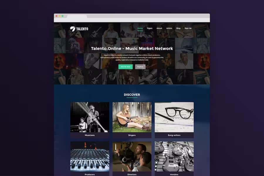 Talento - Music Market Network HTML Template