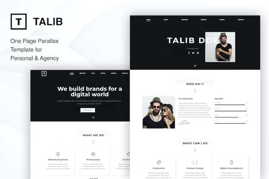 Talib - One Page Parallax Template for Personal & Agency