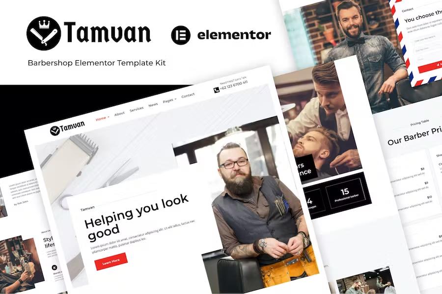 Tamvan - Barbershop Elementor Template Kit listing image